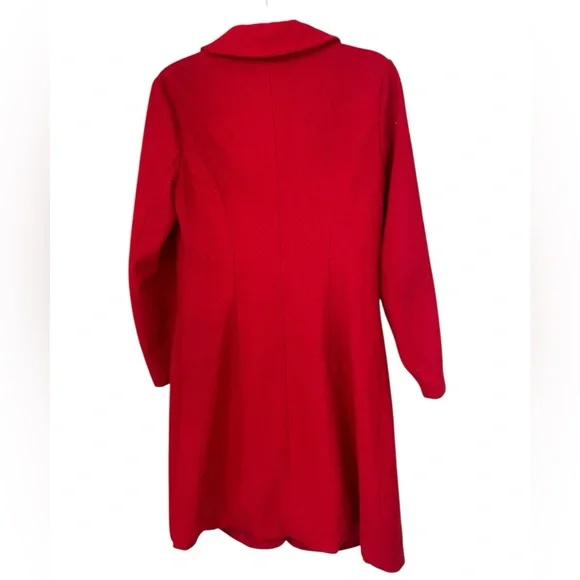 Vintage Moschino Red Wool Coat With Roses Rare Y2K